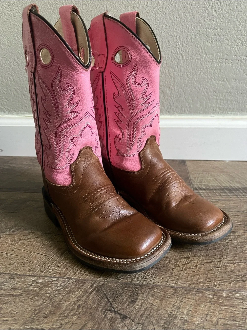 Old West Girls Square Toe Boots size 10 BSI1839-TAN